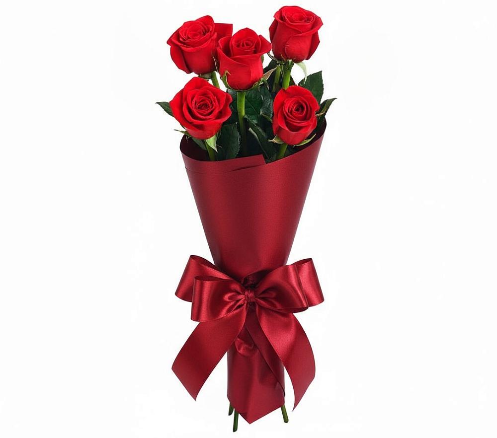 Букет 5 Красных роз Эдлесс Лав в Октябрьске Самарская область