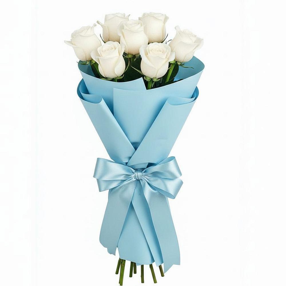 Букет 7 белых роз Проуд в Октябрьске Самарская область