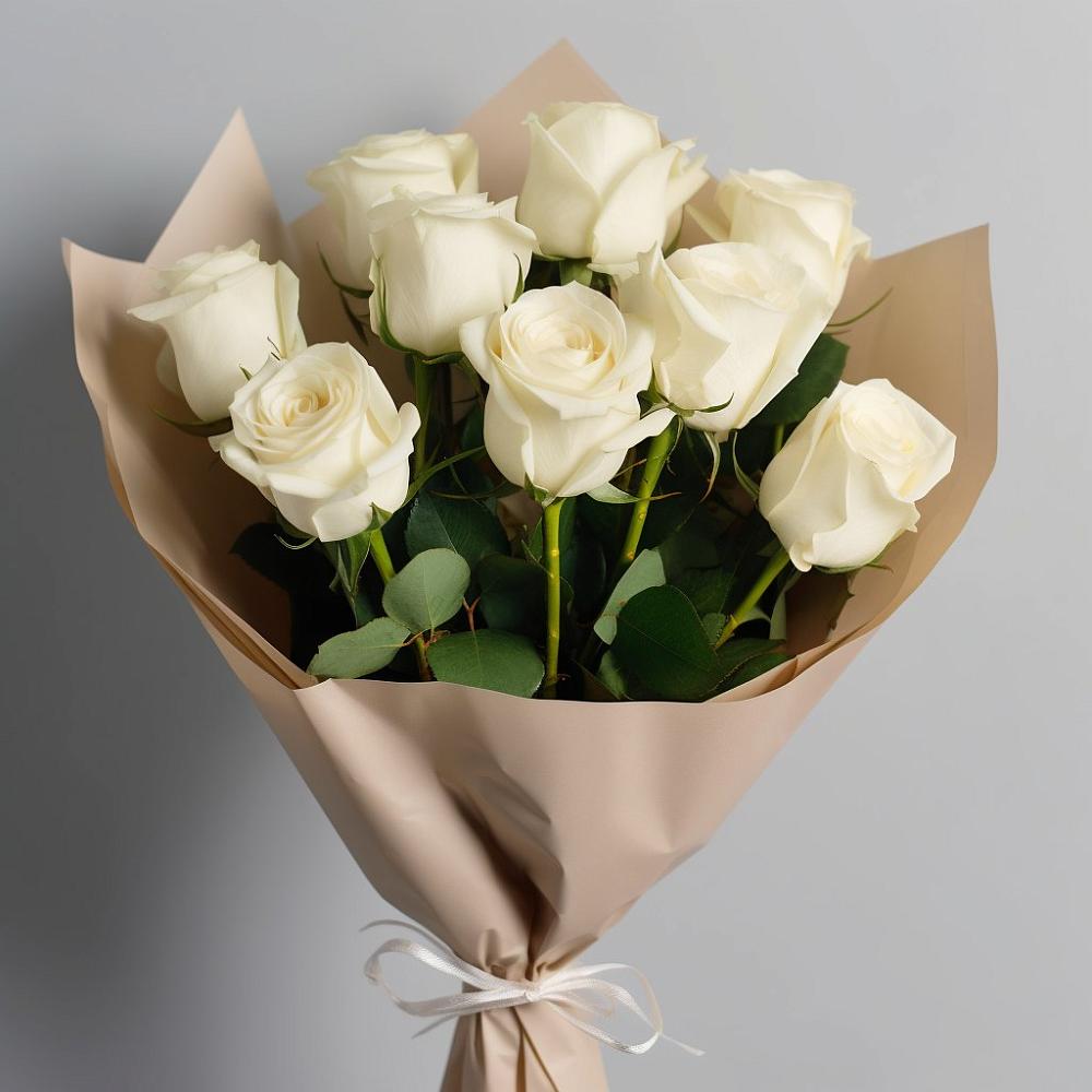 Букет 9 Белых роз Эдлесс Лав в Октябрьске Самарская область