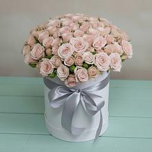 Цветочная композиция из Розы в шляпной коробке в Октябрьске Самарская область