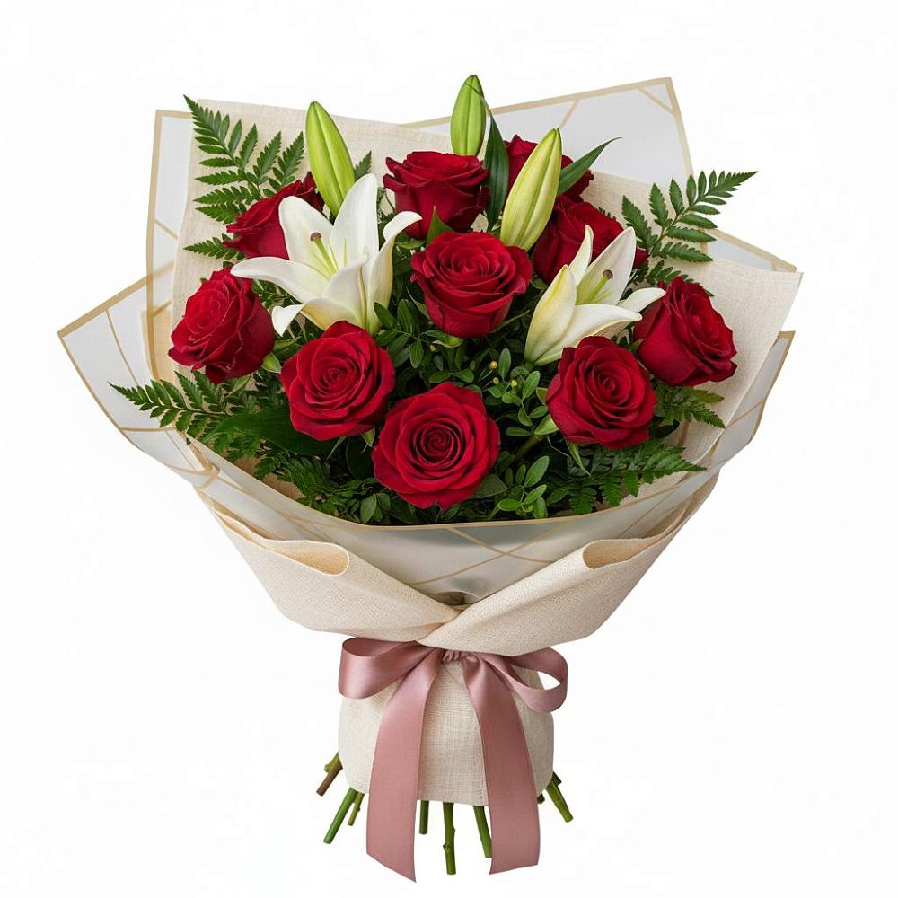 Букет цветов из: Лилии и Розы в Октябрьске Самарская область