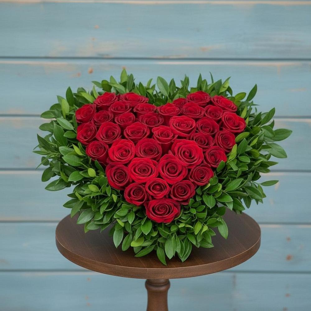 Цветочная композиция из Розы в виде сердца в Октябрьске Самарская область