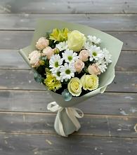 Букет цветов из:  Альстромерии, Розы и Хризантемы в Октябрьске Самарская область